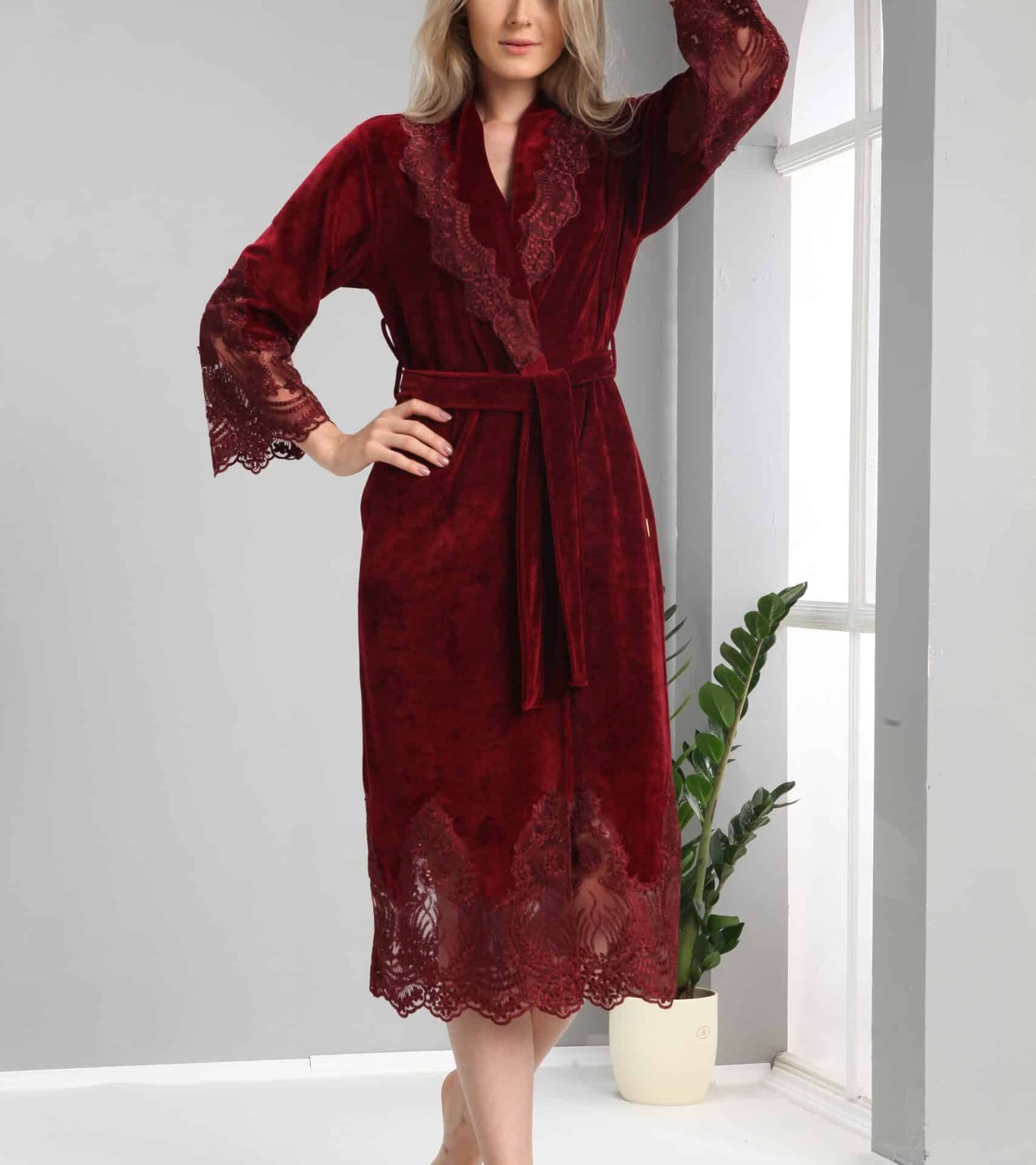 Dames Velours Badjas /Ochtendjas Sofie