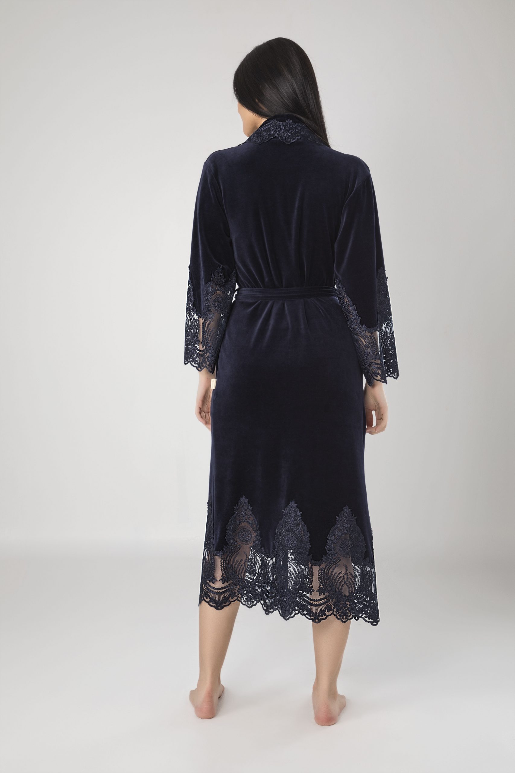 Dames Velours Badjas /Ochtendjas Sofie - Afbeelding 4