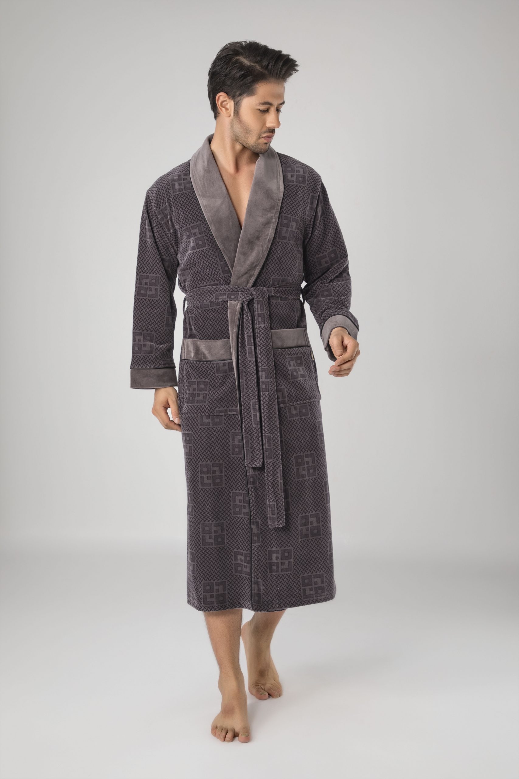 Heren Velour Badjas/ Ochtendjas Fernando - Afbeelding 3