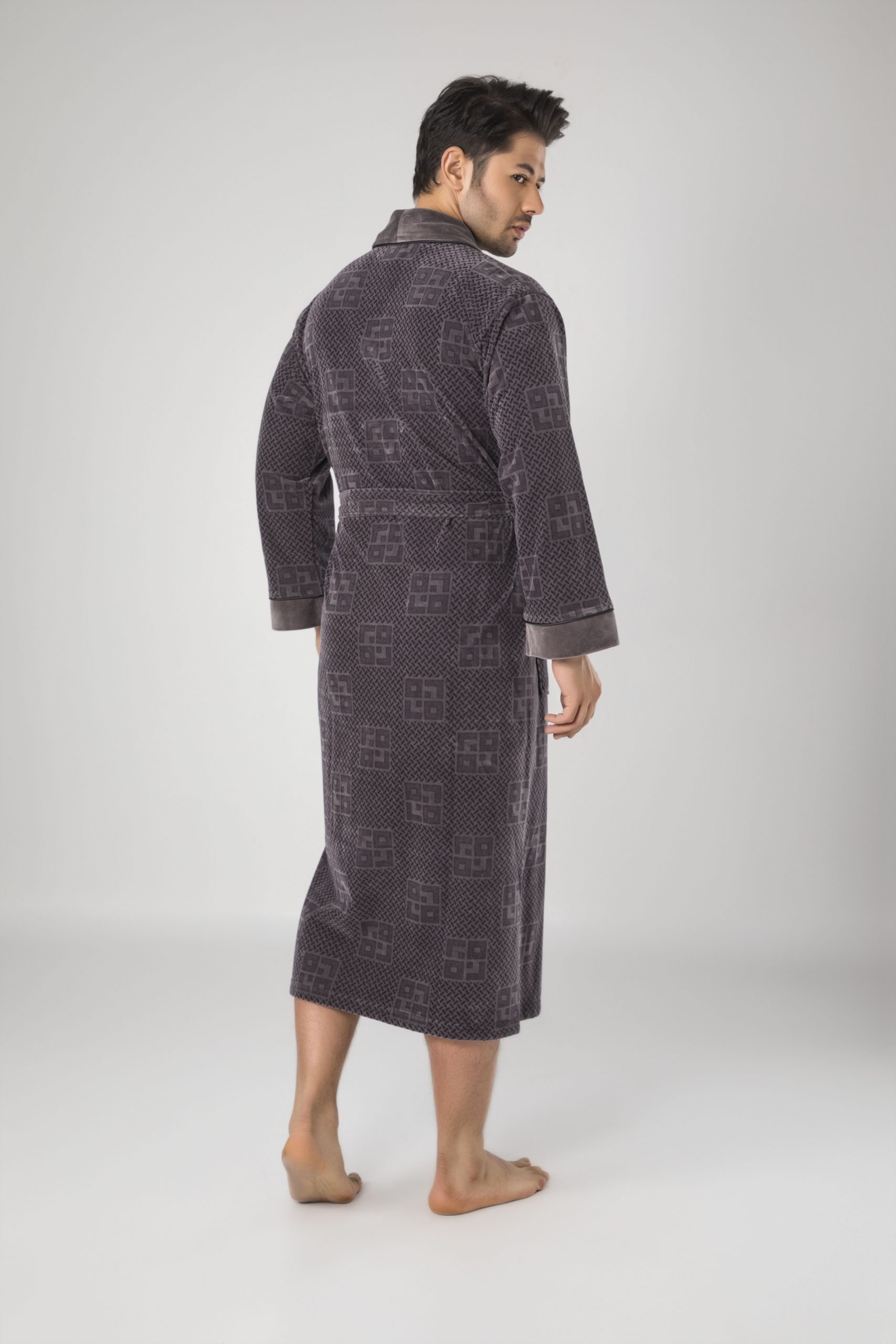 Heren Velour Badjas/ Ochtendjas Fernando - Afbeelding 2