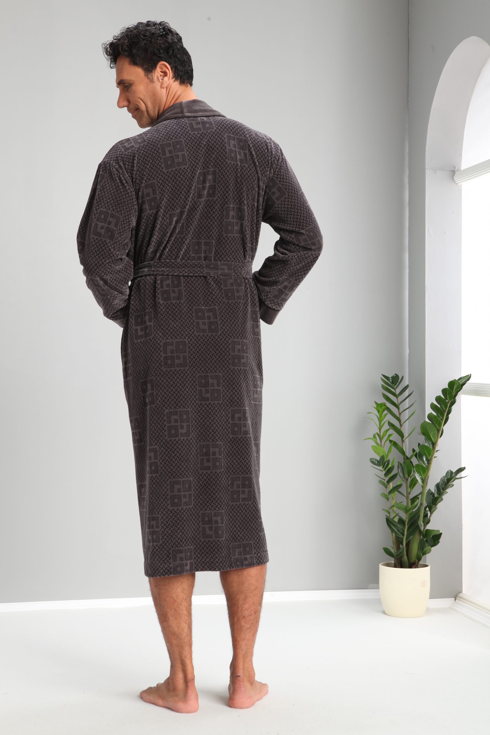 Heren Velour Badjas/ Ochtendjas Fernando - Afbeelding 6