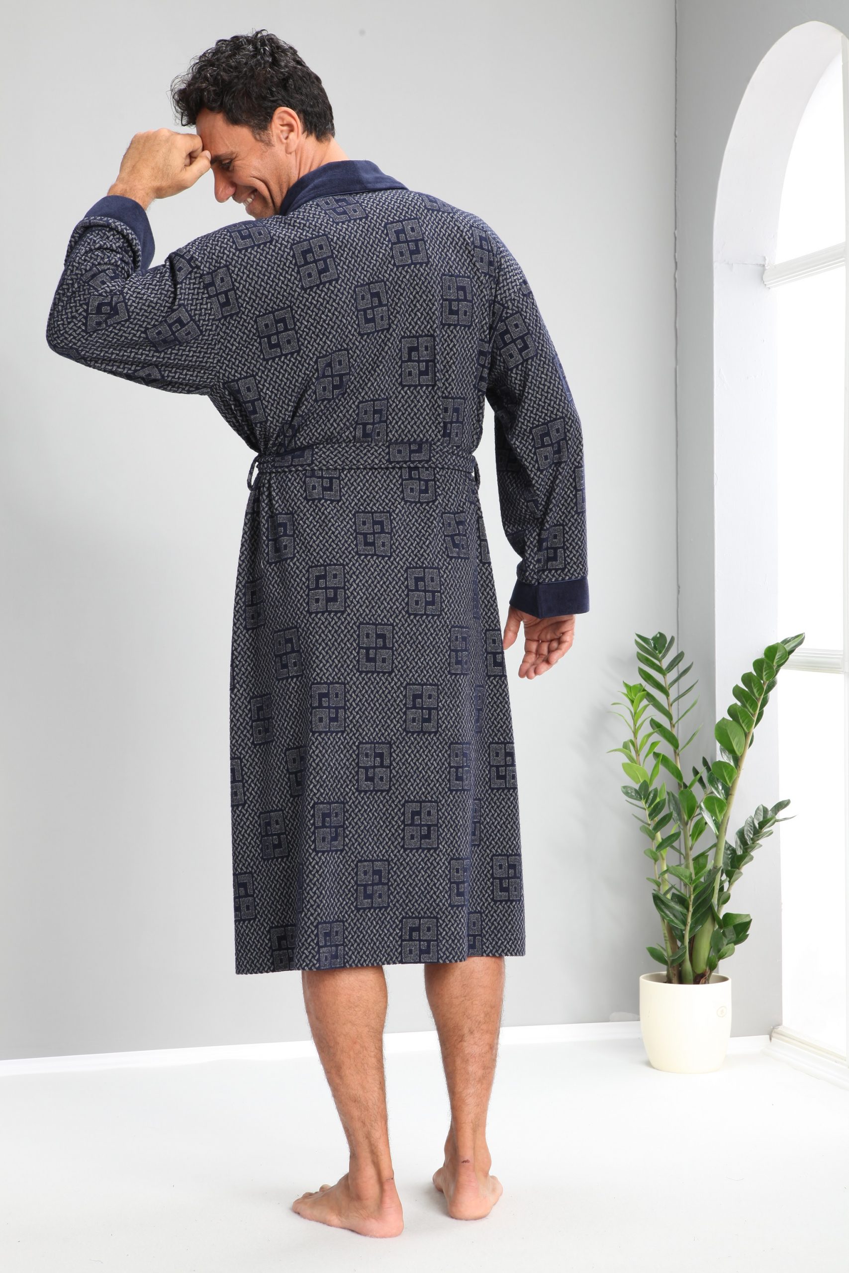 Heren Velour Badjas/ Ochtendjas Fernando - Afbeelding 4