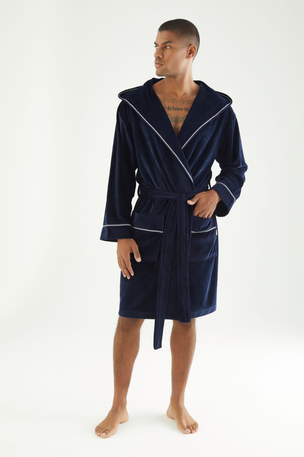 Heren Velour Badjas Louis - Afbeelding 4