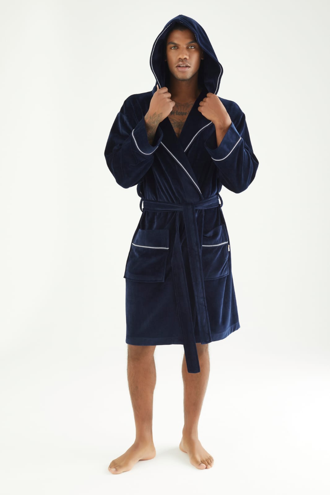 Heren Velour Badjas Louis - Afbeelding 3