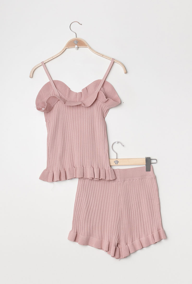 Rib Knitted Co Ord /Short & Top - Afbeelding 6