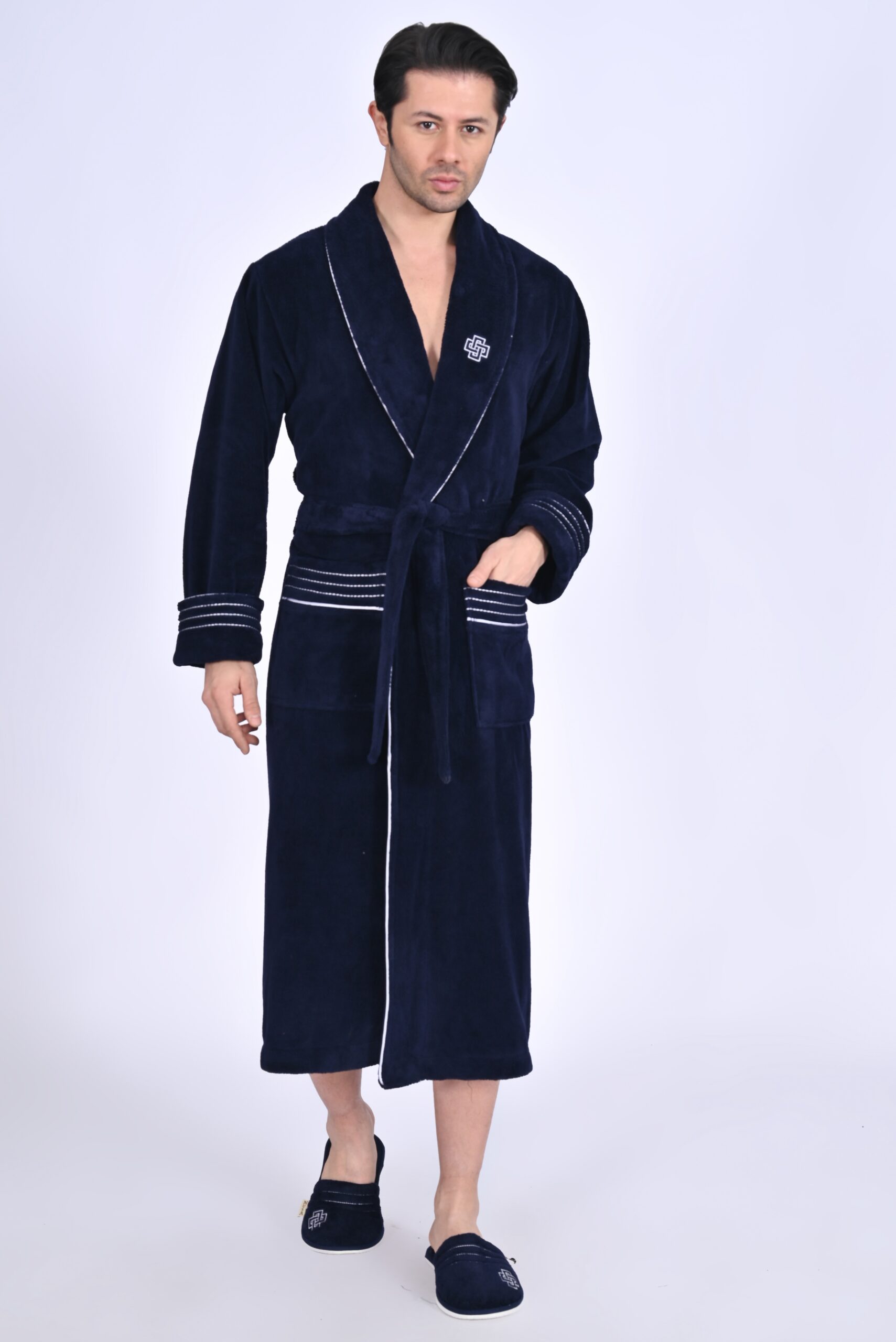 Heren Badjas Avi met pantoffels - Afbeelding 2